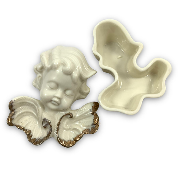 Antique porcelain angel box - Picture 2 of 9